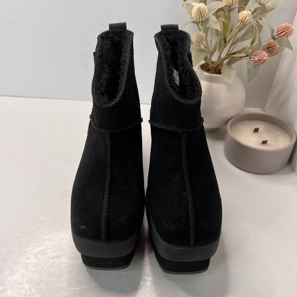 UGG Classic Mini New Heights Platform Suede Boots Black Womens Size 9 - Picture 5 of 11